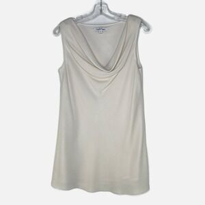 Elegant ELIZABETH JAMES Luxury Designer Ivory Cowl Neck Silk Crepe Mini Size 4‎